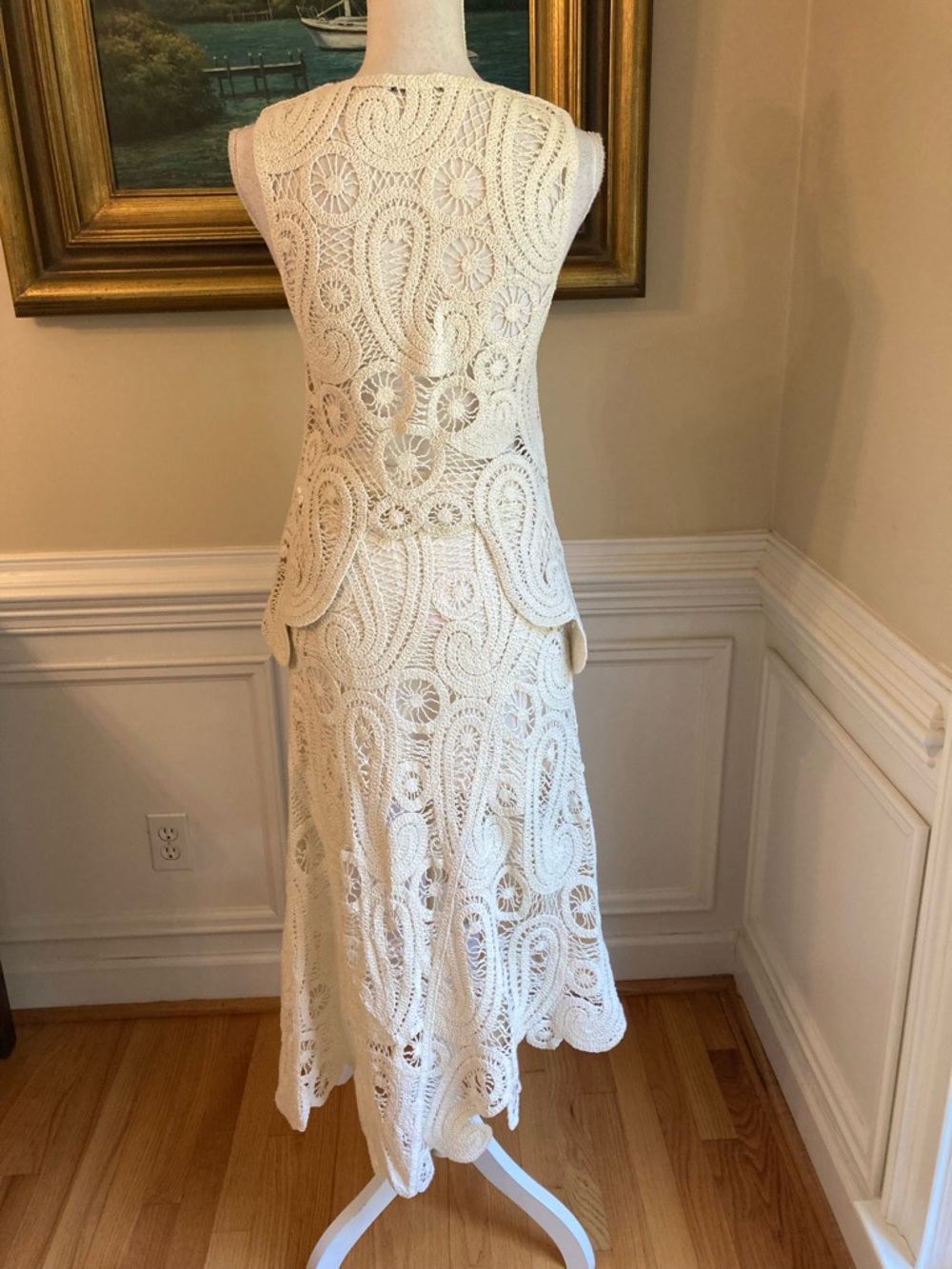 ZARA Set Ecru Cream Crochet Lace Top & Skirt - Picture 12 of 14